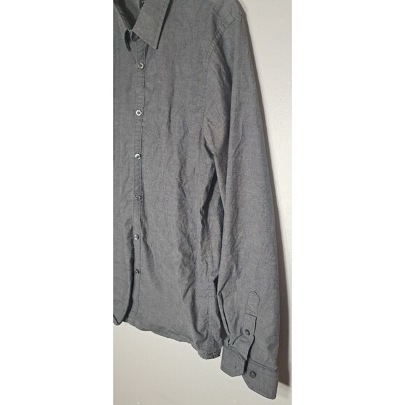 Structure Slim Fit Work Shirt Mens Large Black Button-Up Collared Cotton - Picture 3 of 8